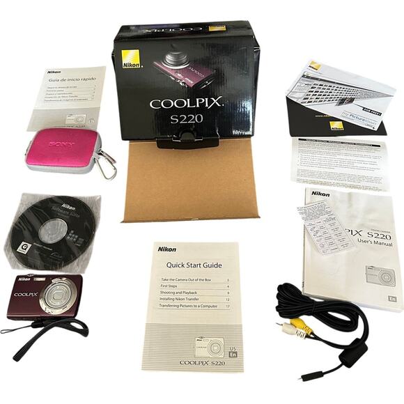 Nikon Coolpix S220 TESTED WORKS 10MP Digital Camera in Plum W/ Original Package - Picture 1 of 14